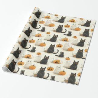 Halloween Cats och Pumpkins Mönster Presentpapper