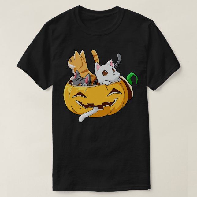Halloween Cats Pumpkin 2 T Shirt (Design framsida)
