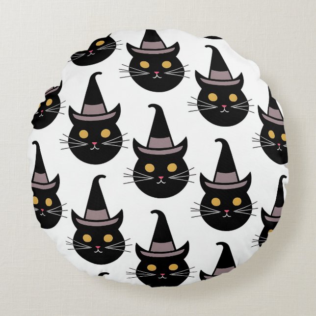 Halloween Cats Rund Kudde (Framsidan)