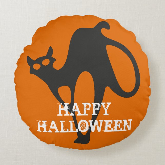 Halloween Cats Rund Kudde (Framsidan)