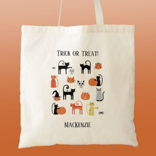 Halloween Cats Spooky Personlig Bus eller godis Tygkasse