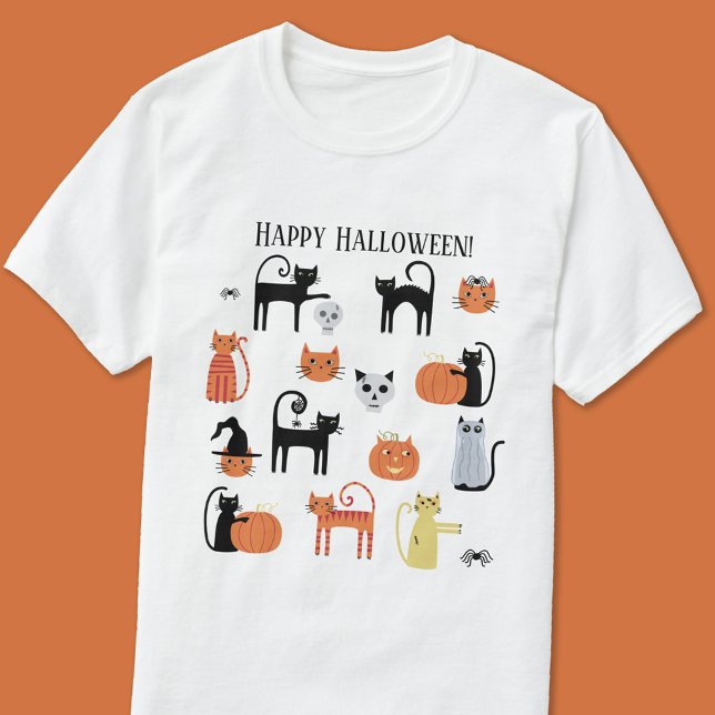 Halloween Cats Spooky T Shirt (Fun Happy Halloween cat unisex t-shirt)