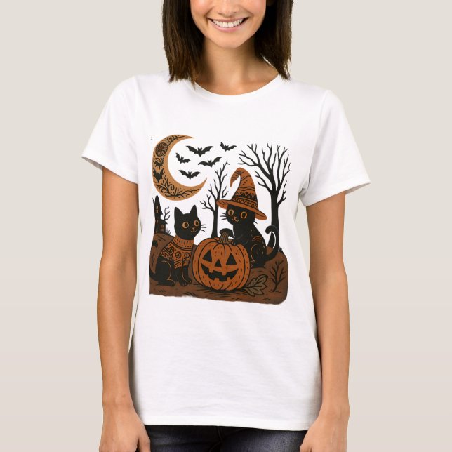 Halloween Cats T Shirt (Framsida)