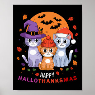 Halloween Cats Thanksgiving jul Lycklig Hallot Poster