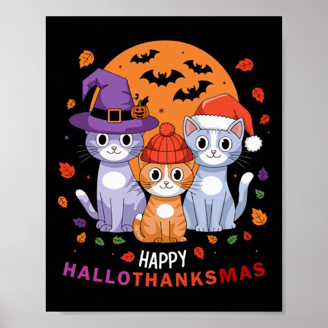 Halloween Cats Thanksgiving jul Lycklig Hallot Poster (Framsidan)