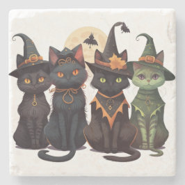 Halloween Cats Underlägg, Cat Underlägg, Halloween Stenunderlägg