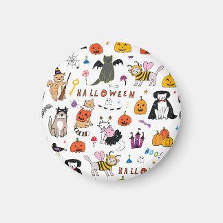 Halloween Cats Vintage Line Mönster Magnet