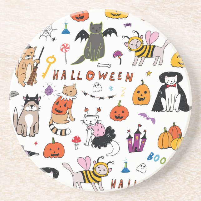 Halloween Cats Vintage Line Mönster Underlägg (Framsidan)