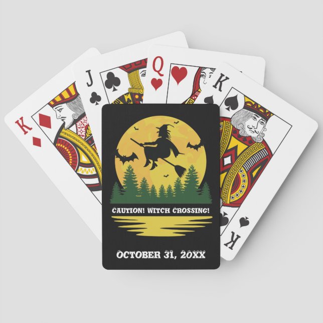 Halloween Caude Witch Crossing Flies Broomstick Casinokort (Baksidan)