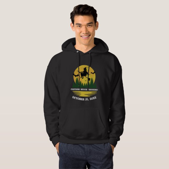 Halloween Caude Witch Crossing Flies Broomstick Hoodie (Hel framsida)
