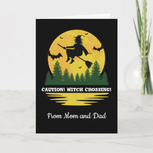 Halloween Caude Witch Crossing Flies Broomstick Kort