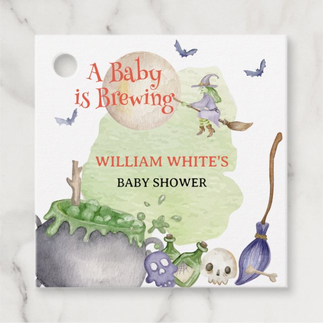 Halloween Cauldron Baby är en blåsningsskugga Gåvor Etiketter (Framsida)