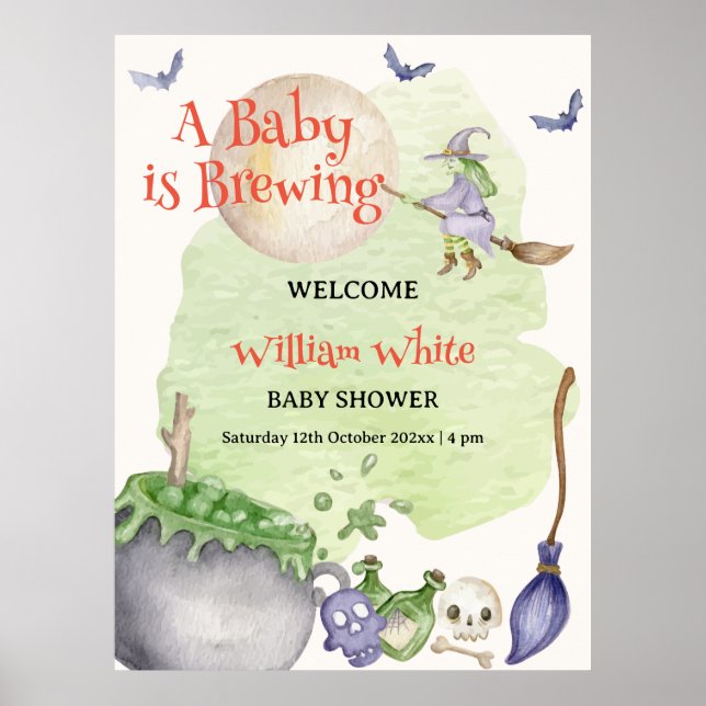 Halloween Cauldron Baby är välkommen-skylt Poster (Framsidan)