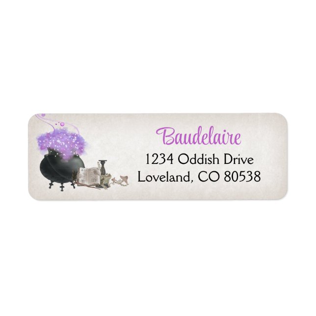 Halloween Cauldron Returadress Returadress Etikett (Framsidan)