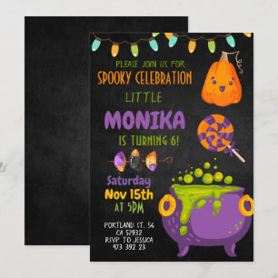Halloween Cauldron Witch Birthday-inbjudan Inbjudningar
