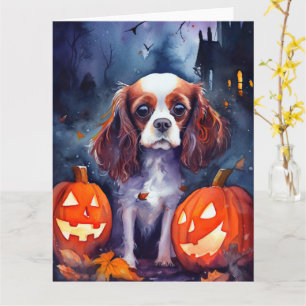 Halloween Cavalier King Charles Spaniel Pumpa Kort