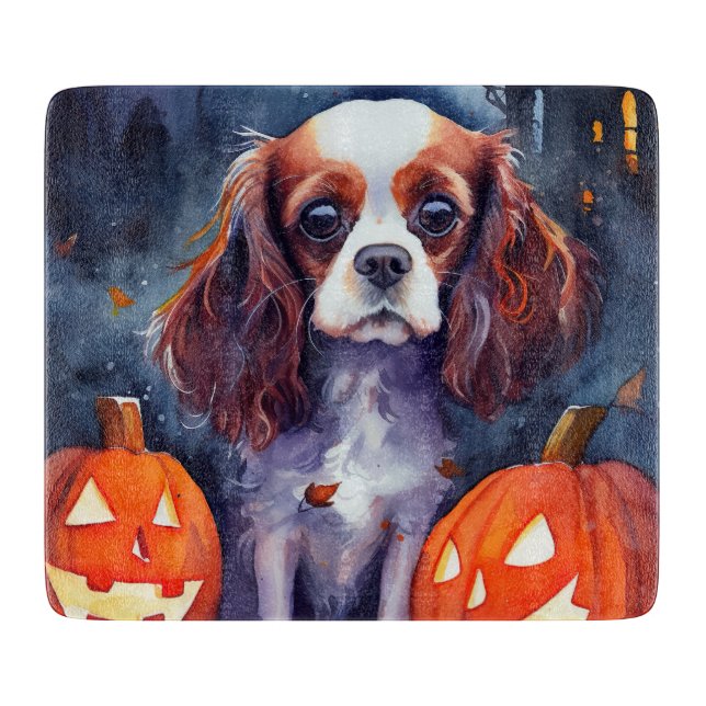 Halloween Cavalier Kung Charles Spain Pumpkins (Framsidan)