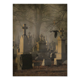 Halloween Cemetery-Kråkor Fototryck