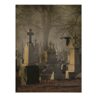 Halloween Cemetery-Kråkor Fototryck