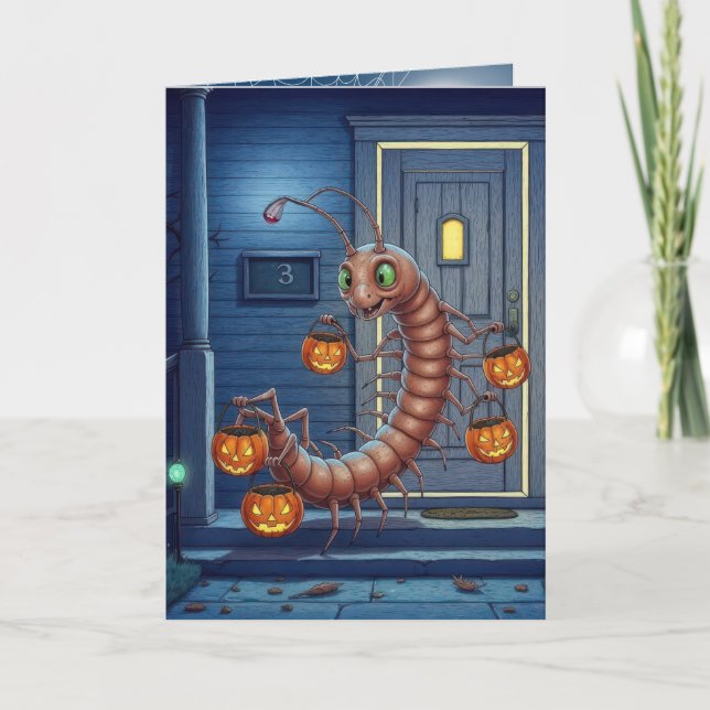 Halloween Centipede Trick or Treating Kort (Framsida)