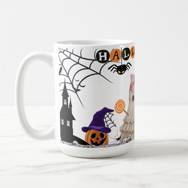 Halloween Ceramic Mug, Halloween Ghost Mug Kaffemugg (Vänster)