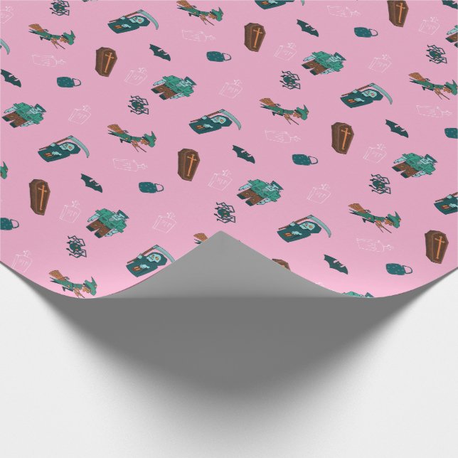 Halloween Character Mönster Gift Wrap 🦇 🕸️ Presentpapper (Hörn)