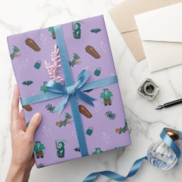 Halloween Character Mönster Gift Wrap 🦇 🕸️ Presentpapper