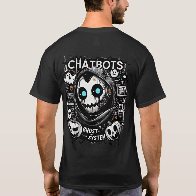 🤖 Halloween Chatbot AI Funny Ghost i Maskin 👻 🎃 T Shirt (Baksida)