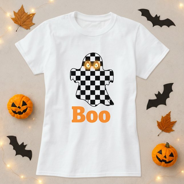 Halloween Checkerboard Ghost Boo T Shirt (Skapare uppladdad)