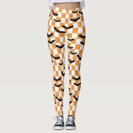 Halloween Checkerboard Spooky fladdermus Modern To Leggings