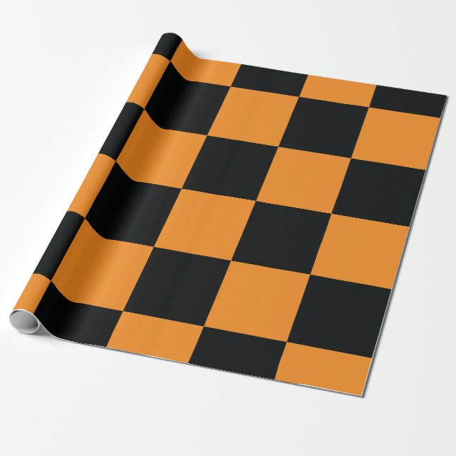 Halloween Checkers Mönster Presentpapper (Utrullad)