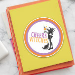 Halloween Cheer Witches Girl's Night Out Runt Klistermärke<br><div class="desc">Den här designen har skapats genom digital grafik. Det kan vara personlig i området att tillhandahålla eller anpassa genom att klicka för att anpassa ytterligare alternativ och ändra namn, initialer eller ord. Du kan också ändra texten färg och stil eller ta bort texten för en bilddesign. Kontakta mig på colorflowcreations@gmail.com...</div>