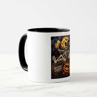 Halloween Cheers! Mugg, Avslappnad Skelett med Öl Mugg