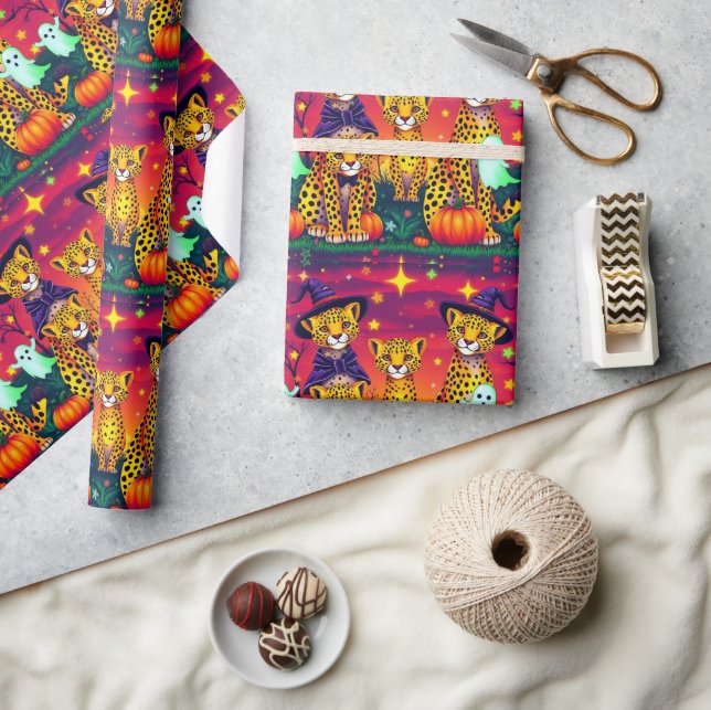 Halloween Cheetah Witch Presentpapper (Hantverk)