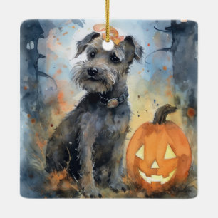 Halloween Chesapeake Bay Terrier med pumpkins Julgransprydnad Keramik