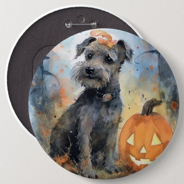 Halloween Chesapeake Bay Terrier med pumpkins Knapp (Framsida & baksida)