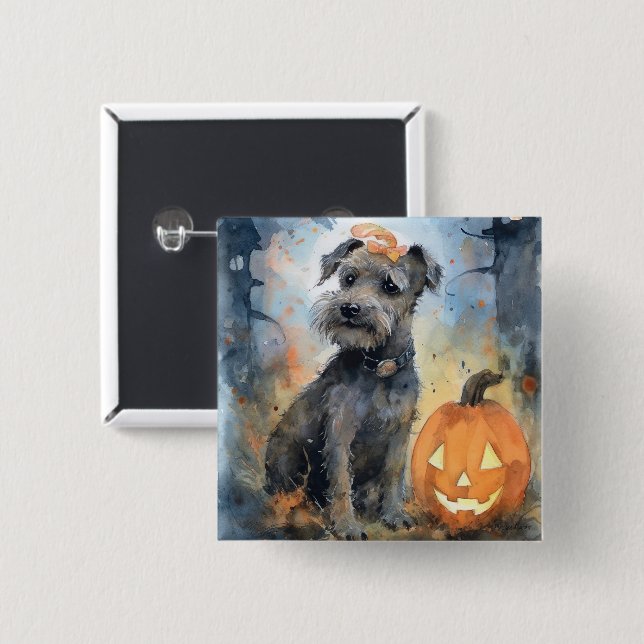 Halloween Chesapeake Bay Terrier med pumpkins Knapp (Framsida & baksida)