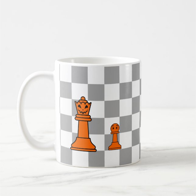 Halloween Chess Kung och Pawn Kaffemugg (Vänster)