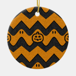Halloween Chevron Mönster med Spöken och Pumpkins Julgransprydnad Keramik