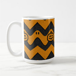 Halloween Chevron Mönster med Spöken och Pumpkins Kaffemugg