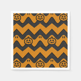 Halloween Chevron Mönster med Spöken och Pumpkins Pappersservett
