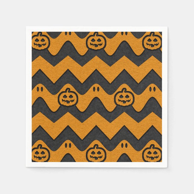 Halloween Chevron Mönster med Spöken och Pumpkins Pappersservett (Framsidan)