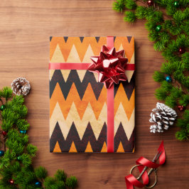 Halloween Chevron Sicksackmönster – Orange & Svart Presentpapper