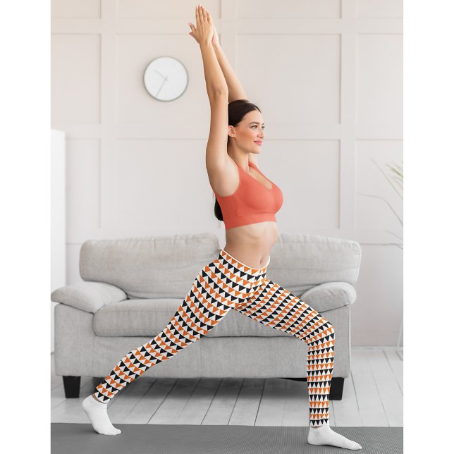 Halloween Chic Orange White Black Mönster Costume Leggings (Halloween Chic Orange White Black Pattern Costume Leggings)