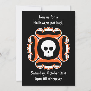 Halloween chic skalle party inbjudningar