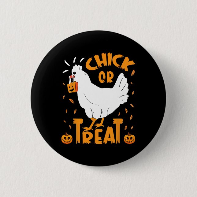 Halloween-Chick eller behandla Funny Halloween-kyc Knapp (Framsida)