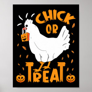 Halloween-Chick eller behandla Funny Halloween-kyc Poster