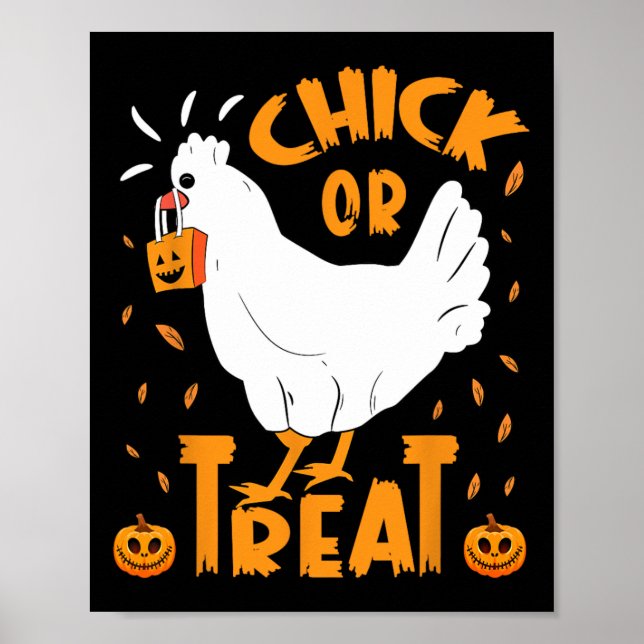 Halloween-Chick eller behandla Funny Halloween-kyc Poster (Framsidan)