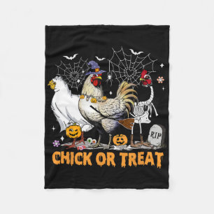 Halloween Chicken Pumpkin Chick eller Behandla Spo Fleecefilt