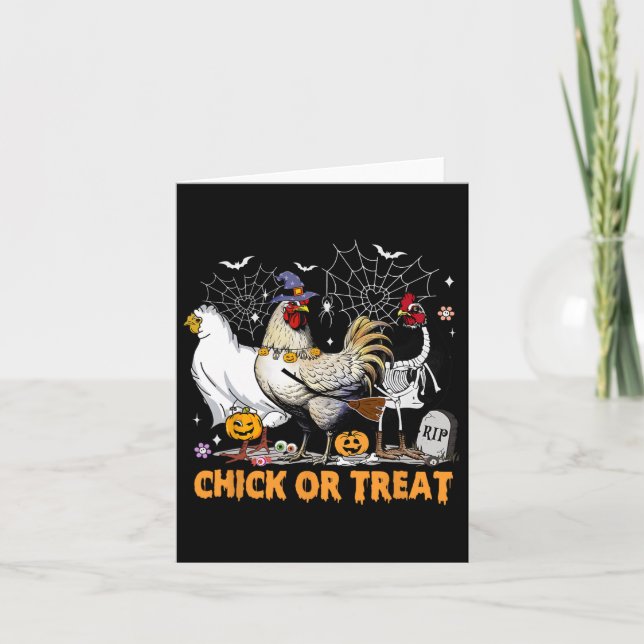 Halloween Chicken Pumpkin Chick eller Behandla Spo Kort (Framsida)
